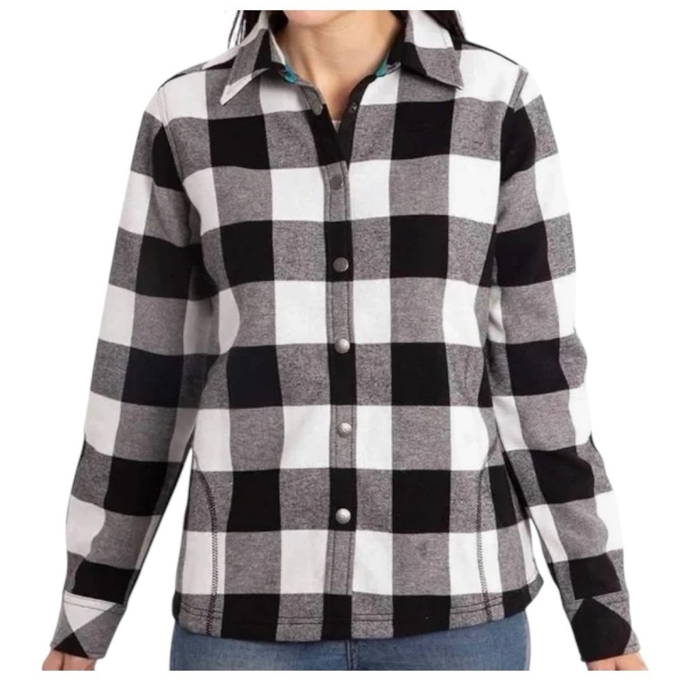 Orvis Fleece Lined Button Down Shirt Jacket Shacket Buffalo Plaid Size Medium